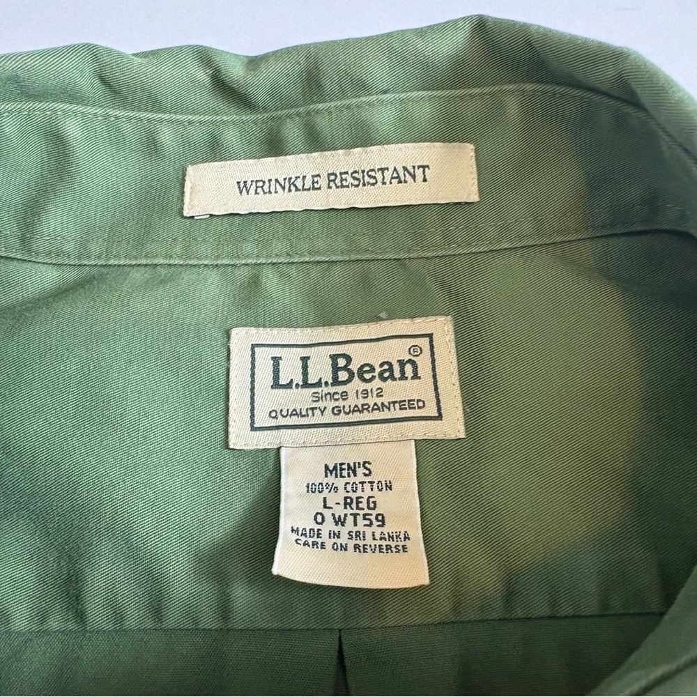 L.L. Bean Green Long-Sleeve Button-Down Shirt, Like New, Sz L-Regular. - Picture 9 of 11